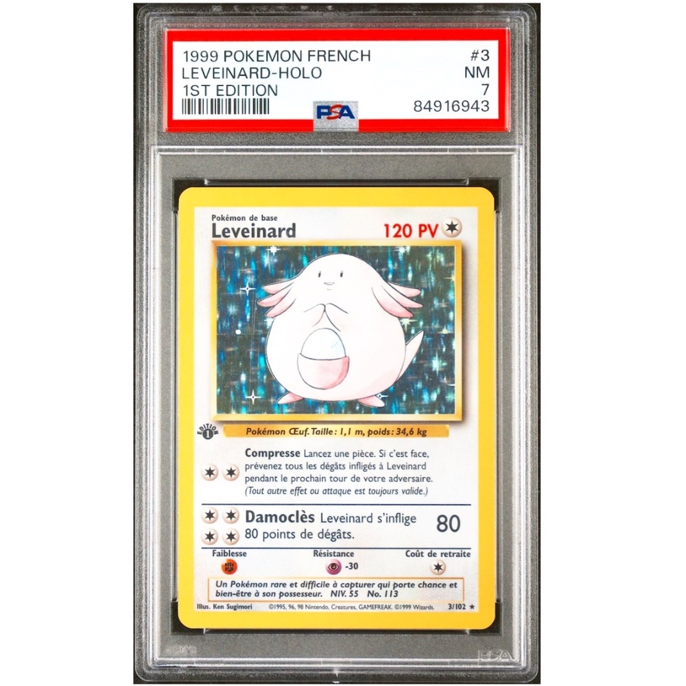 PSA 7 Leveinard Chansey Holo Rare NM 3 French Base 1st Edition  Pokemon 84916943